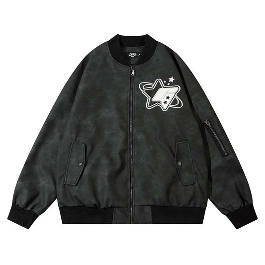Chaqueta Tipo Flight con Bordado de Letras