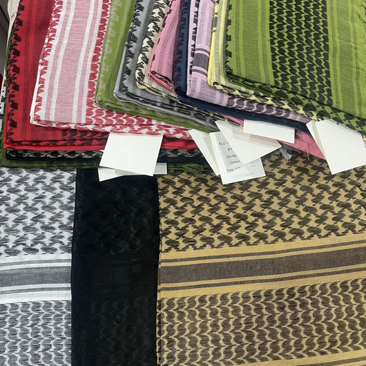 Black and grey patterned shemagh scarf made of 100% cotton, featuring geometric designs and tassels. - Image 23