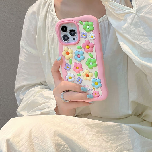 Funda para Celular de Flores Coloridas en Silicona