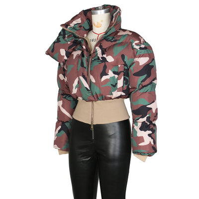 Chaqueta Corta de Algodón con Estampado Camuflaje Retro para Mujer - Image 19