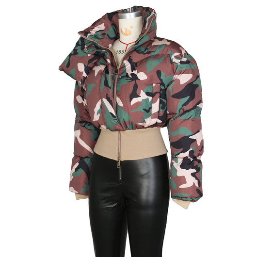 Chaqueta Corta de Algodón con Estampado Camuflaje Retro para Mujer - Image 19
