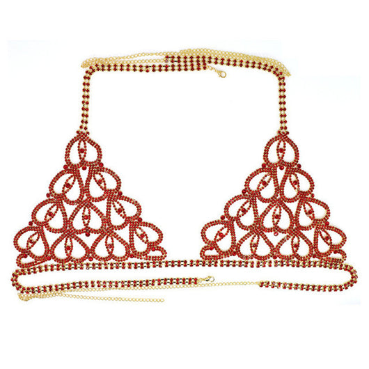 Bikini Sexy con Cadena de Cuerpo y Cristales en Forma de Corazón - Image 12