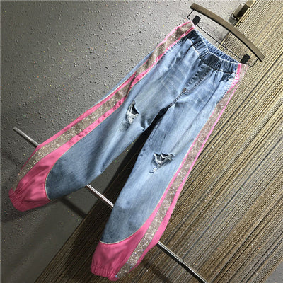 Jeans Harem Talla Grande con Cintura Elástica y Detalles Brillantes - Image 2