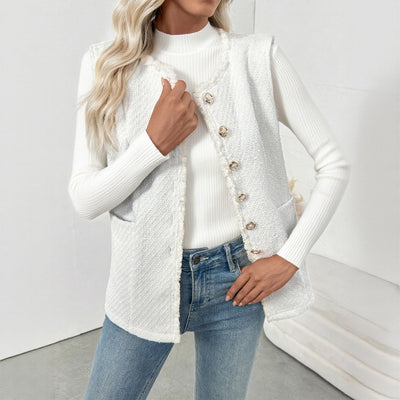 Chaleco Cardigan Elegante de Color Sólido para Mujer