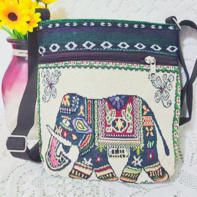 Bolso Bandolera Bordado Étnico con Elefante y Mariposa Estilo Chino - Image 5