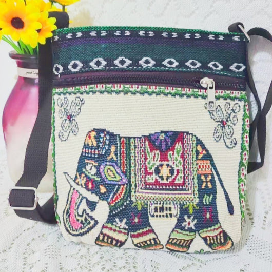 Bolso Bandolera Bordado Étnico con Elefante y Mariposa Estilo Chino - Image 5