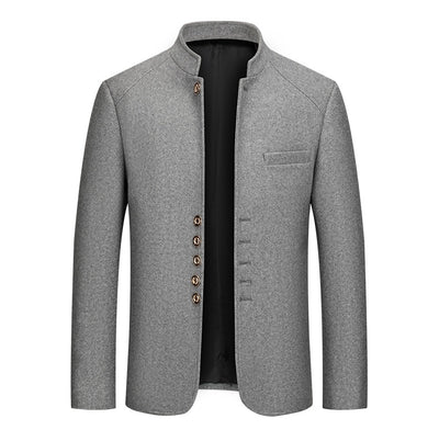 Traje Zhongshan de Lana Tweed con Cuello Mao - Elegancia Tailored Refinada - Image 15