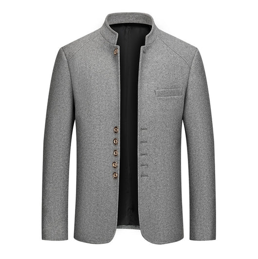 Traje Zhongshan de Lana Tweed con Cuello Mao - Elegancia Tailored Refinada - Image 15