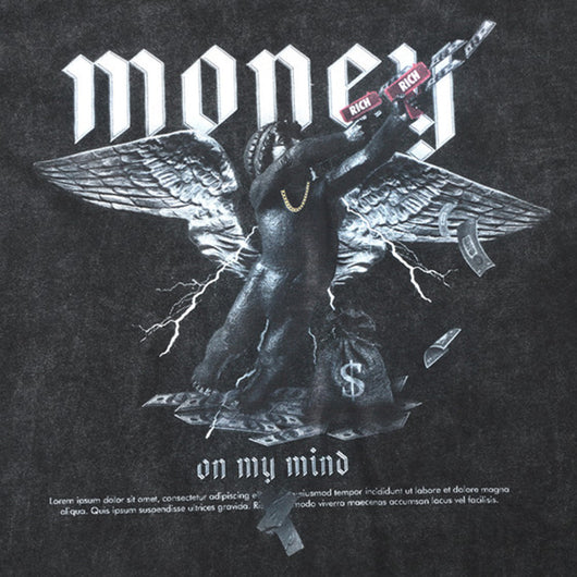 Playera Manga Larga Estampada Money First para Hombre - Image 5