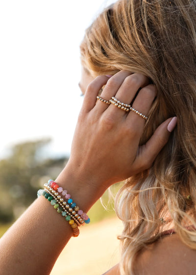 Pulseira de Pedras Naturais + Fecho de Alternar Banhado a Ouro 14k: Gold Rush