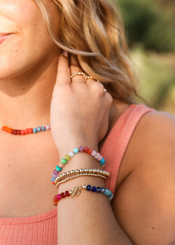Pulseira de Pedra Natural + Fecho Banhado a Ouro 14k: Key West