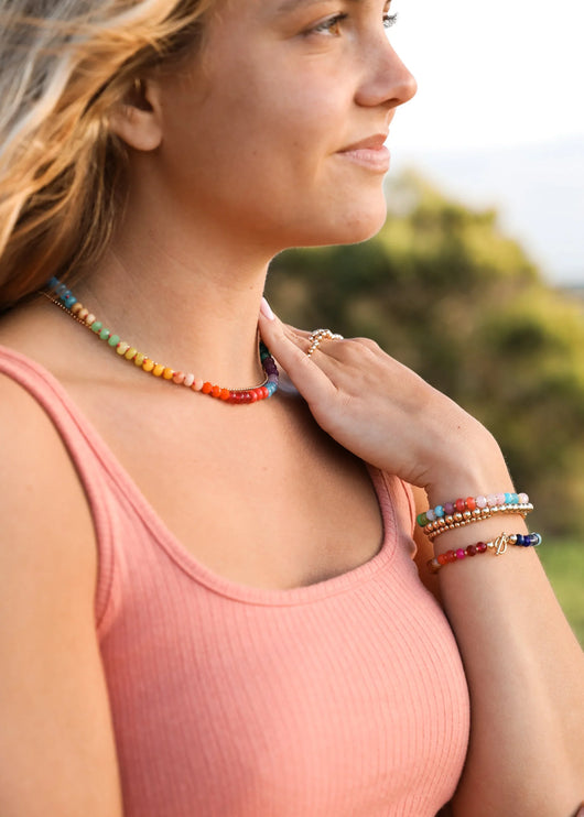 Colar de Pedra Natural + Fecho Banhado a Ouro 14k: Paraíso