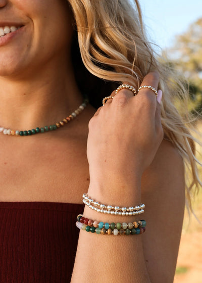 Natural Gemstone Bracelet + 14k Gold Filled Toggle : Sandbar