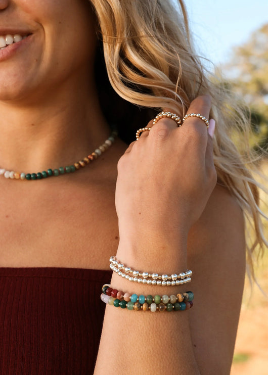 Natural Gemstone Bracelet + 14k Gold Filled Toggle : Sandbar
