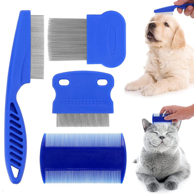 Set de 4 Peines Desparasitantes de Acero Inoxidable para Mascotas
