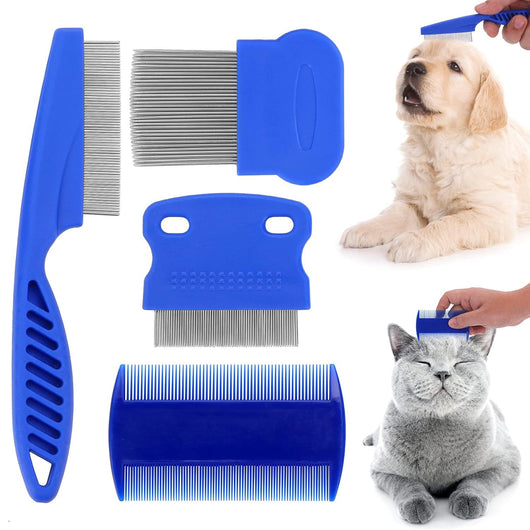 Set de 4 Peines Desparasitantes de Acero Inoxidable para Mascotas