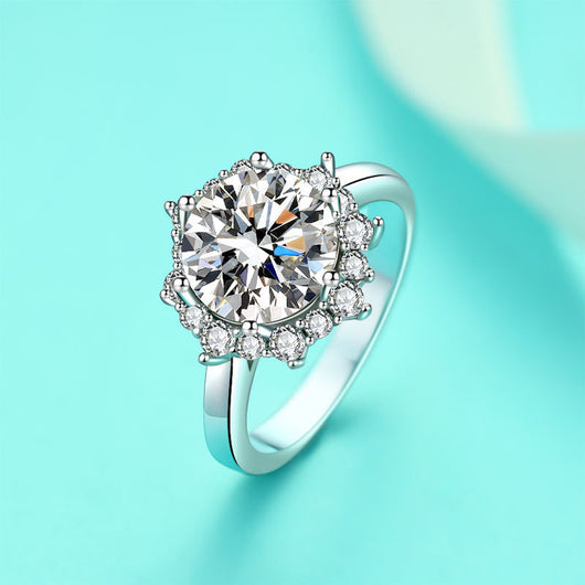 Anillo de Bodas Plata 925 Diseño Floral con Cristales de Alto Brillo - Image 2