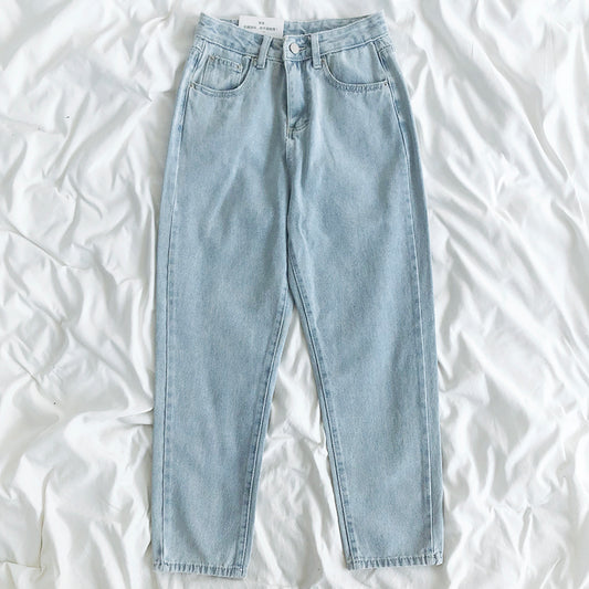 Pantalón Vaquero Vintage Cintura Alta Slim Fit Lavado Claro