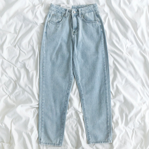Pantalón Vaquero Vintage Cintura Alta Slim Fit Lavado Claro