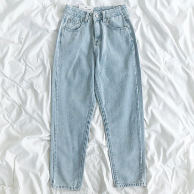 Pantalón Vaquero Vintage Cintura Alta Slim Fit Lavado Claro
