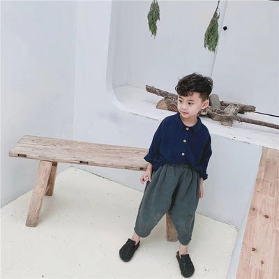 Camisa Infantil Estilo Japonés Retro con Mangas Murciélago y Solapa de Algodón Lino - Image 5
