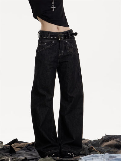 Jeans Rectos Retro Americanos Cintura Alta - Pantalones Casuales Holgados - Image 11