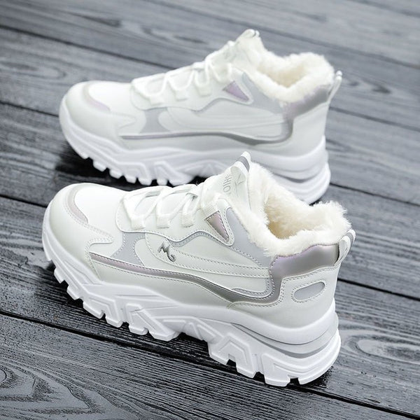 Zapatillas Deportivas Casual con Suela Gruesa Térmica y Cordones de Terciopelo