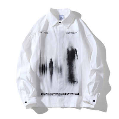 Camisa Manga Larga con Estampado de Solapa Suelta para Hombre - Image 14