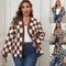 Suéter Cardigan Patchwork Contraste Cuadros Ajedrez Holgado Casual