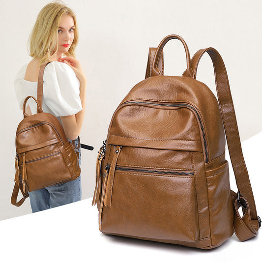 Mochila de Cuero Suave con Gran Capacidad - Diseño Moderno para Mujer