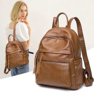 Mochila de Cuero Suave con Gran Capacidad - Diseño Moderno para Mujer
