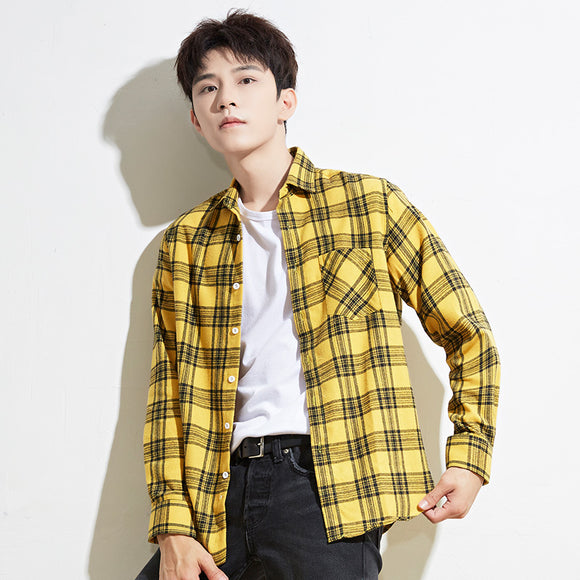 Camisa Casual de Cuadros para Hombre - Manga Larga