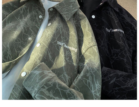 Camisa de Pana Bordada Estilo Retro Americano Premium para Hombre - Image 12