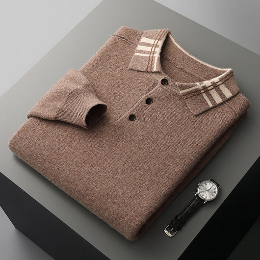 Suéter Polo Cuello Solapa Multicolor Tejido Cashmere Holgado - Image 7