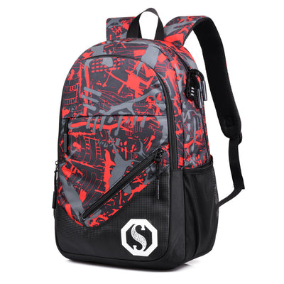 Mochila Urbana de Tres Compartimentos con Diseño Cuadros y Graffiti - Image 18