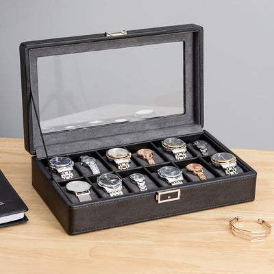 Caja de Almacenamiento para Relojes de Lujo con Patrón de Lichi - 3, 6 o 12 Compartimentos