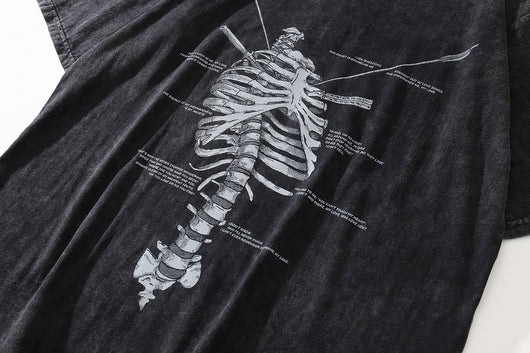 Camiseta Suelta Estampado Huesos para Hombre - Image 10