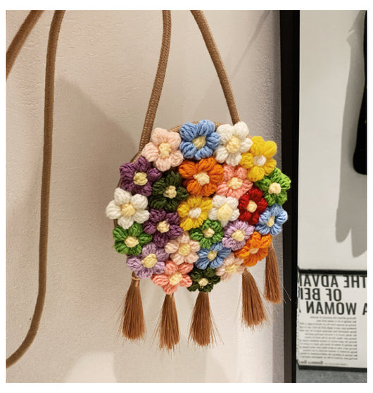 Bolsa Redonda Étnica Esponjosa para Mujer - Diseño Floral 2025 - Image 33
