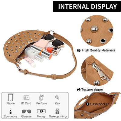 Bolsa Crossbody Retro con Remaches Acabado Metalizado Mate - Image 16