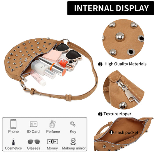 Bolsa Crossbody Retro con Remaches Acabado Metalizado Mate - Image 16
