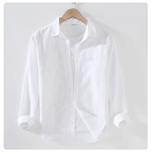 Camisa Manga Larga Hombre Algodón y Lino - Primavera y Verano - Image 27