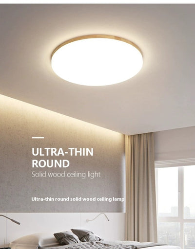 Lámpara de Techo LED Redonda Minimalista Nórdica en Madera Maciza - Image 16