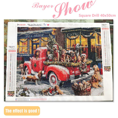Cuadro Mosaico Navideño Perro - Pintura de Diamantes Artesanal - Image 8