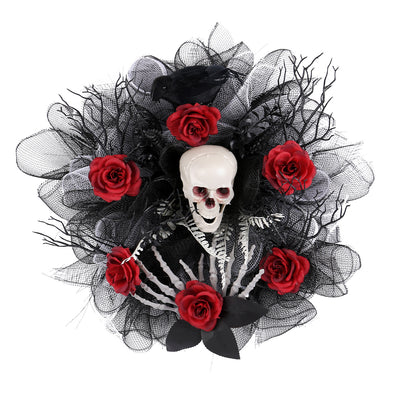 Guirnalda de Calaveras y Rosas Rojas Halloween para Puerta - Image 5