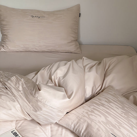 Juego de Cama 4 Piezas de Algodón de Fibra Larga