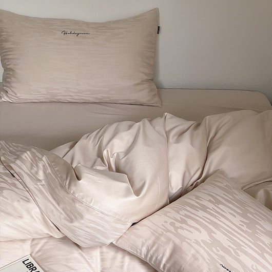 Juego de Cama 4 Piezas de Algodón de Fibra Larga