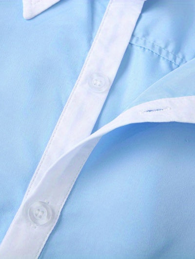 Camisa Ejecutiva Bicolor de Manga Larga para Adolescentes - Image 6