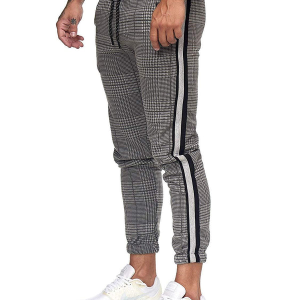 Pantalones Casuales para Hombre con Estampado Pata de Gallo y Bloques de Color