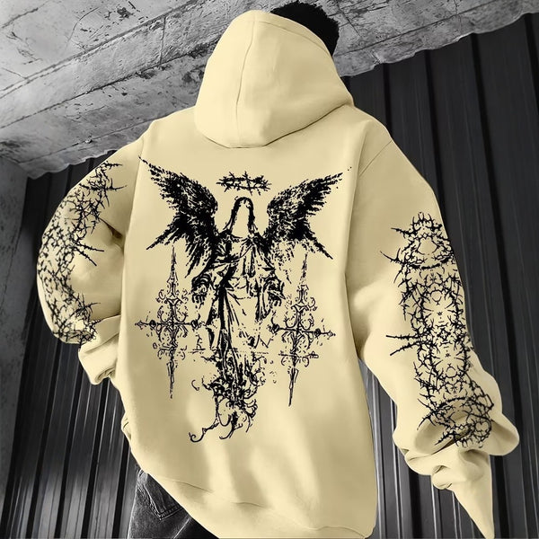 Sudadera Hombre con Estampado 3D Digital Alas de Ángel