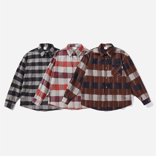 Camisa Retro Holgada de Manga Larga a Rayas